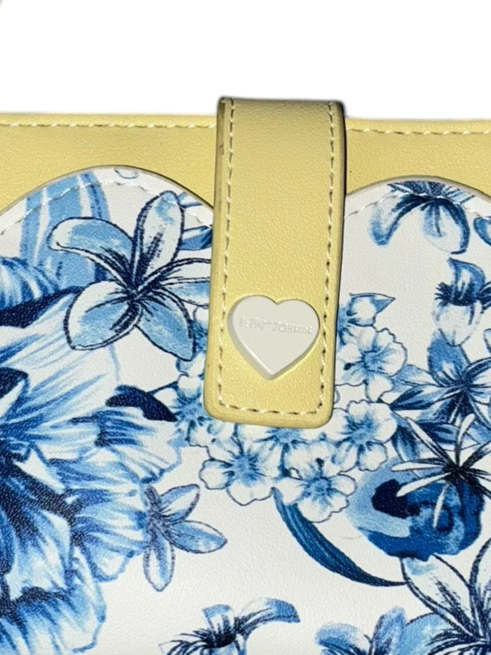 Betsey Johnson XOPIXIE Blue Floral & Yellow Zipper Wallet Wristlet Boho Chic